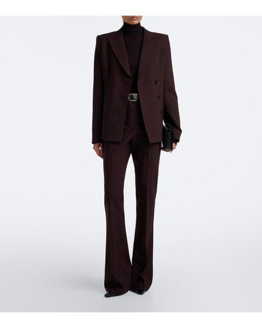 Sportmax Purple Flared Wool-Blend Pants