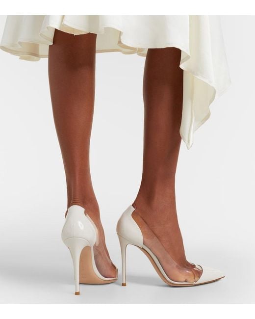 Gianvito Rossi White Plexi Patent Leather And Pvc Pumps