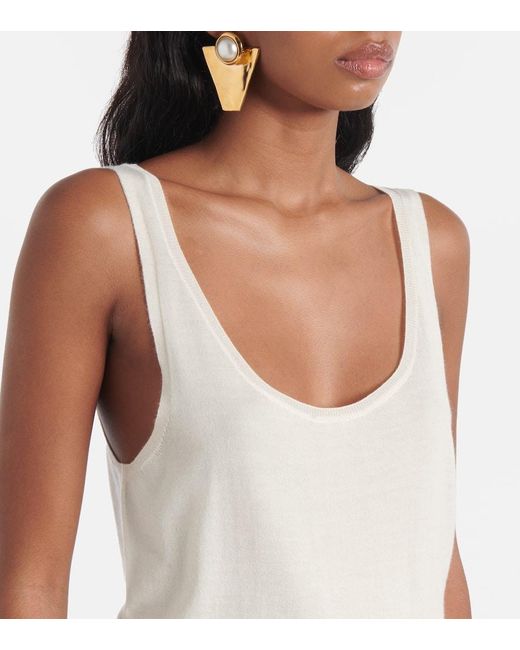 Saint Laurent White Wool, Cashmere And Silk-Blend Tank Top