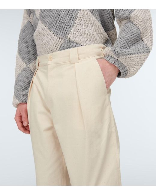 Adish Natural Embroidered Straight Cotton Pants for men