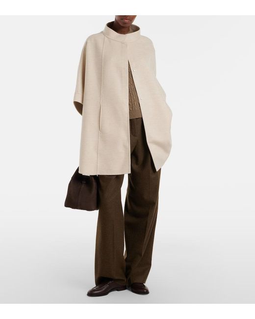 Loro Piana Natural Salzburg Leather-Trimmed Cashmere Cape