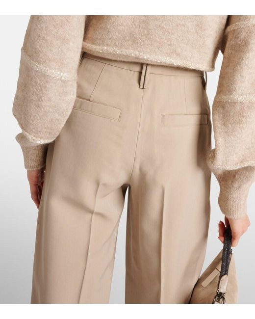 Brunello Cucinelli Natural Wool-Blend Straight Pants