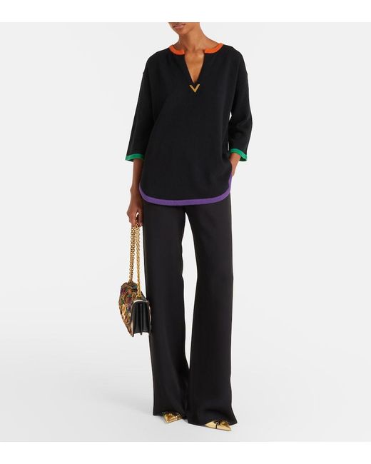 Valentino Black Vgold Virgin Wool Sweater
