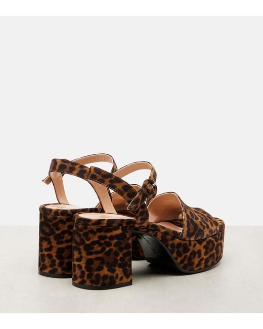 Gianvito Rossi Brown 35 Leopard-Print Leather Platform Sandals