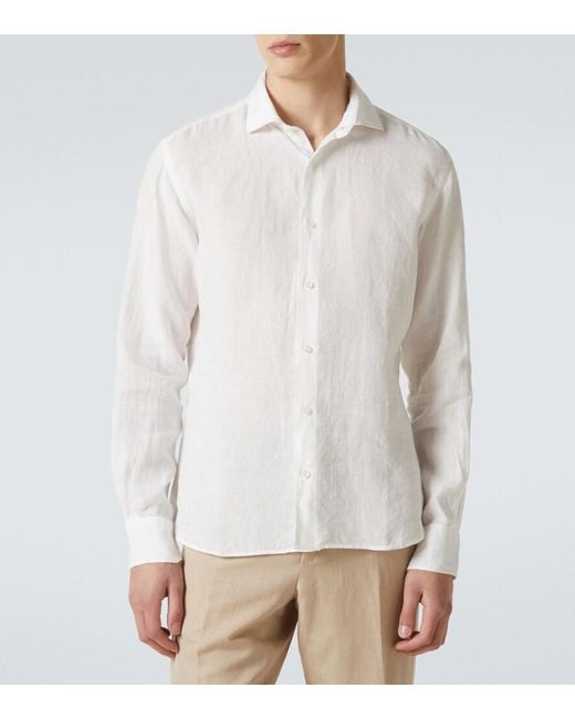 Thom Sweeney White Linen Shirt for men