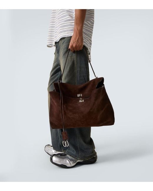 Balenciaga Brown Rodeo Suede Tote Bag for men