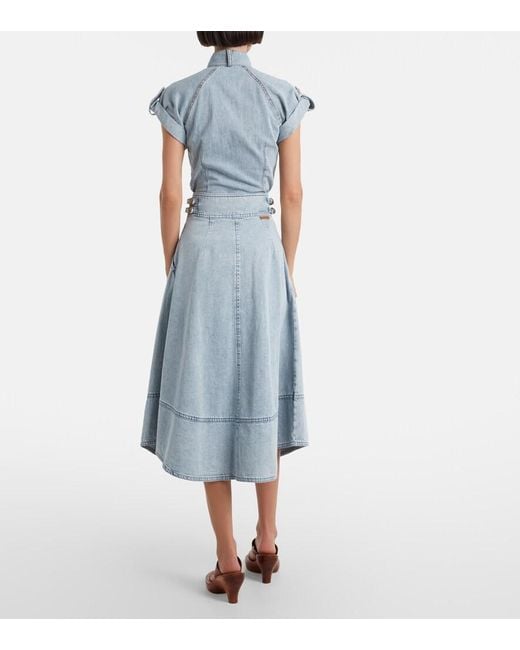Zimmermann Blue Wandlerlust Denim Midi Skirt