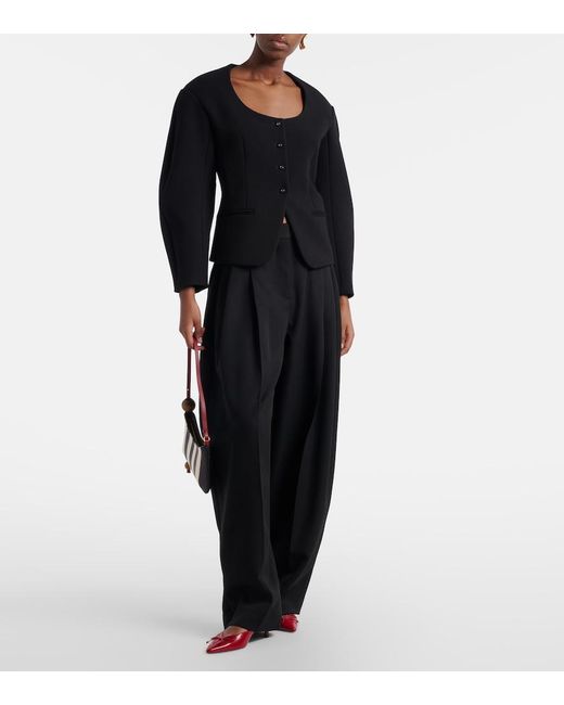 Jacquemus Black Virgin Wool Wide-Leg Pants
