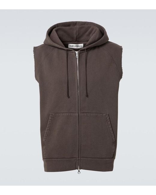 Our Legacy Brown Motor Cotton Jersey Zip-Up Vest for men