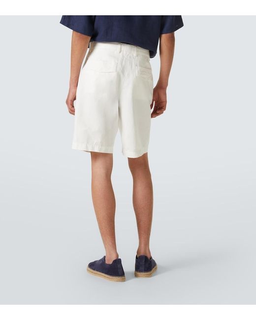 Zegna White Cotton And Linen Bermuda Shorts for men