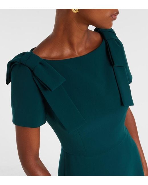Carolina Herrera Green Bow-Detail Crepe Midi Dress