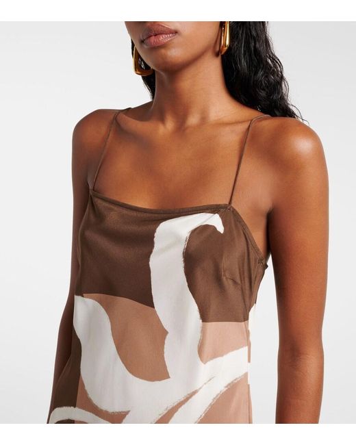Sir Metallic Floral Printed Silk Satin Maxi Dress