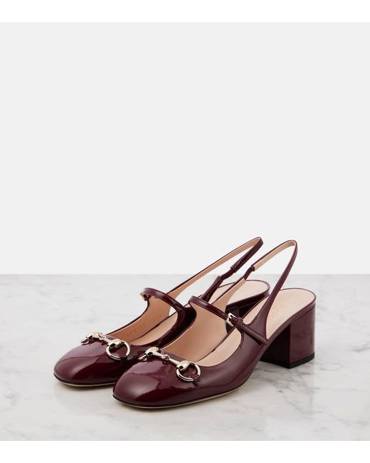 Salones Mary Jane De Charol Con Horsebit Gucci de color Brown