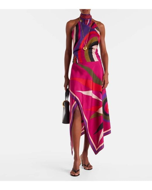 Top Iride De Saten De Seda Emilio Pucci de color Red