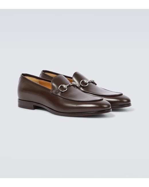 Gucci Brown Horsebit Leather Loafers for men