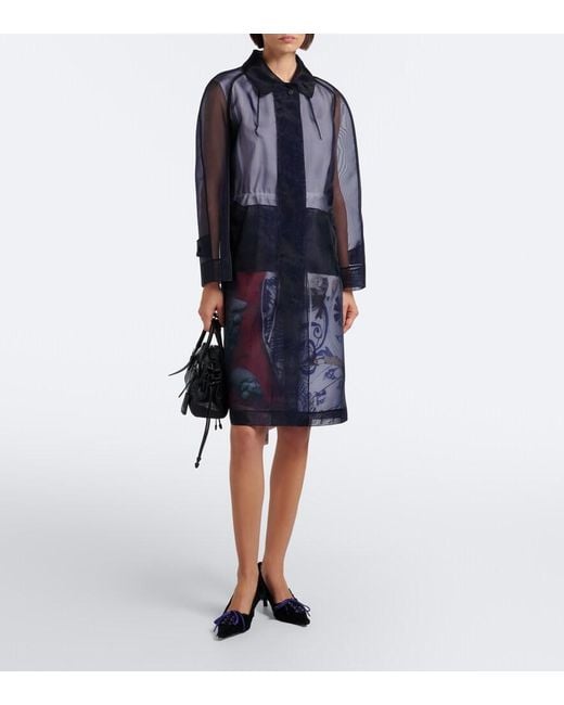 Prada Blue Feather-Trimmed Satin Pumps