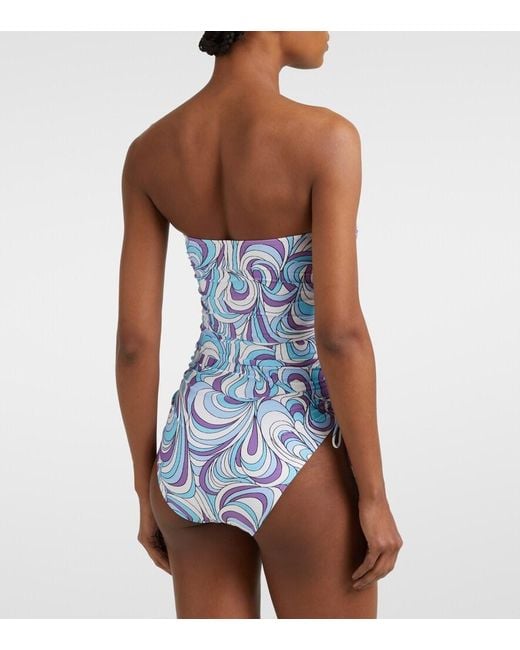 Melissa Odabash Blue Sydney Strapless Shoulder Swimsuit