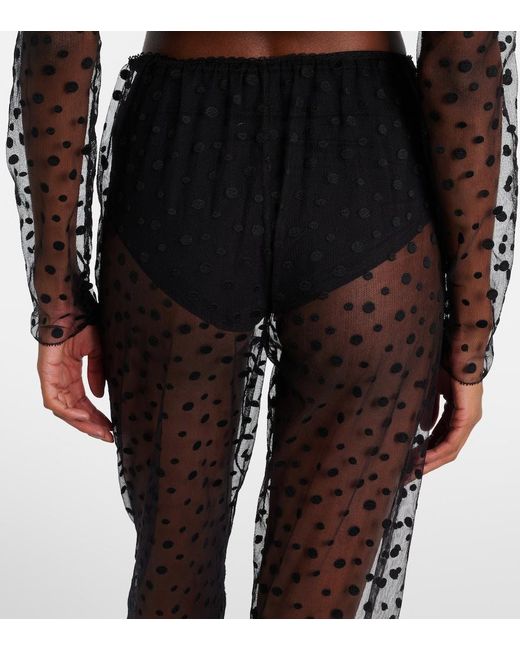 Chloé White Polka-Dot Cotton-Blend Tulle Straight Pants
