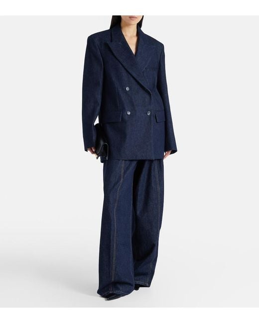 Sportmax Blue Ancella Double-Breasted Denim Blazer