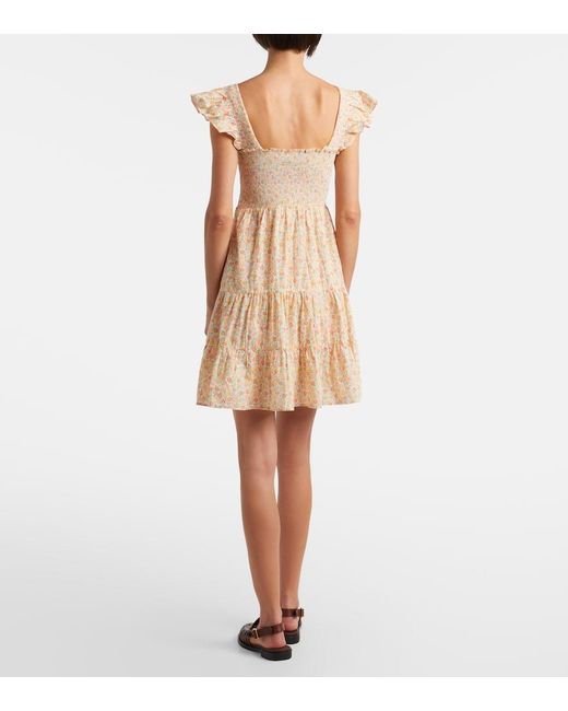 Rixo Natural Sideny Floral Cotton Minidress