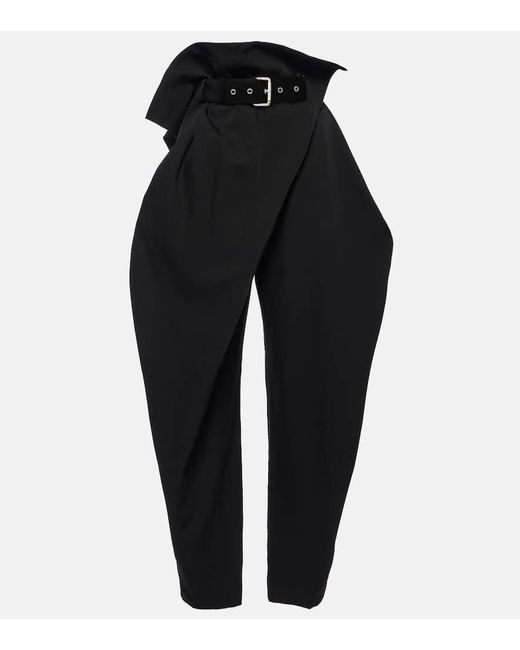 J.W. Anderson Blue Draped High-Rise Wool Tapered Pants