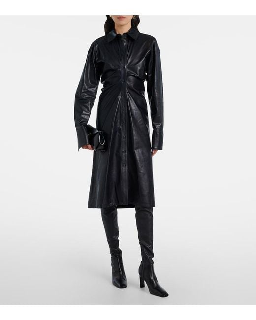 toteme leather dress Ruched Shirt in Black Collection:Urban Opulence