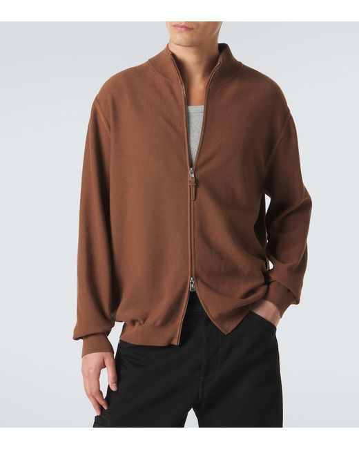 Moncler Brown Cotton Zip-Up Sweater for men