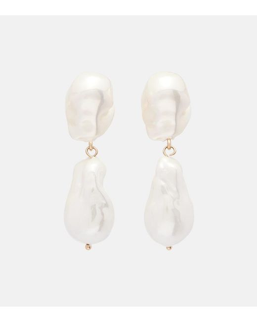 Erdem White Pearl Earrings