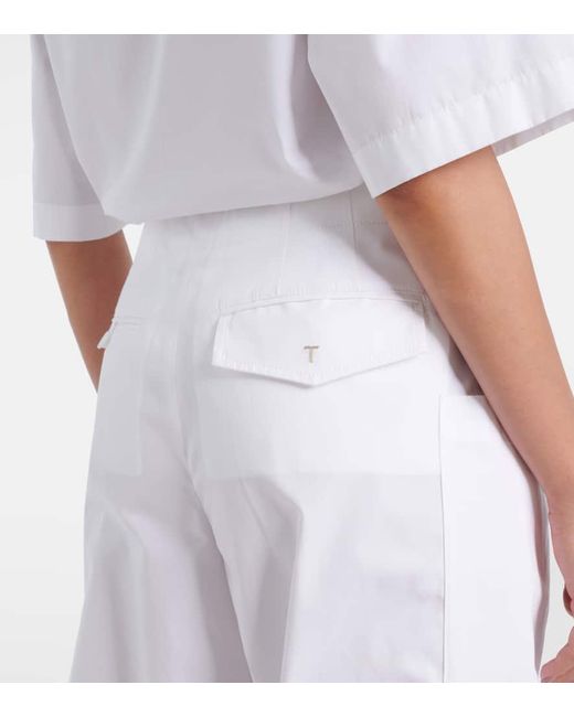 Tod's White Cotton Poplin Wide-Leg Pants