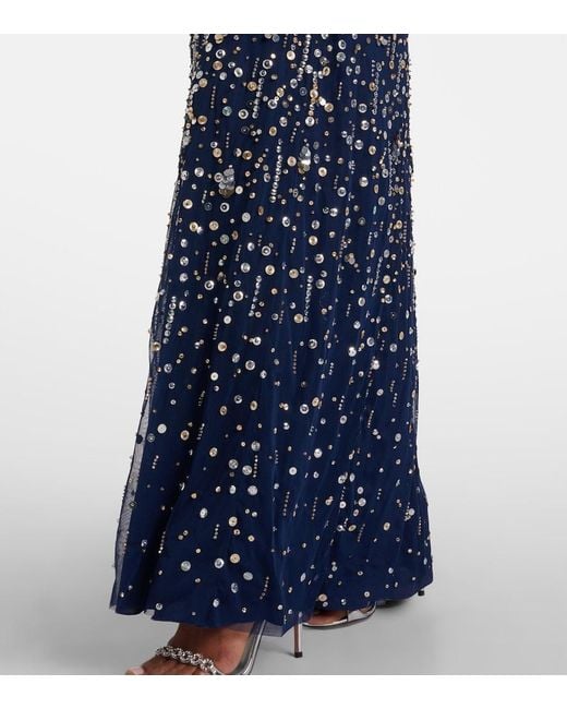 Jenny Packham Blue Sylvie Embellished Gown