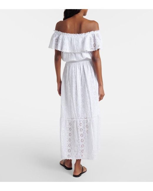 Melissa Odabash White Larna Broderie Anglaise Cotton Midi Dress