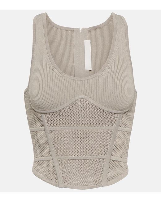 Dion Lee White Cropped Ribbed-Knit Bustier