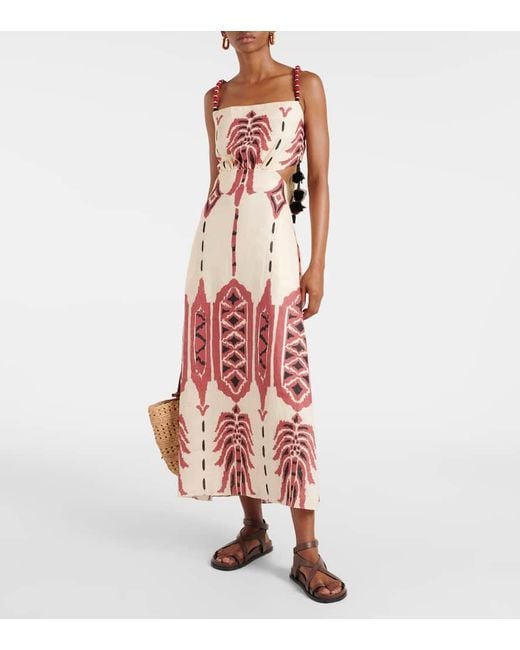 Johanna Ortiz Red Palm Of Tiahuanaco Maxi Dress