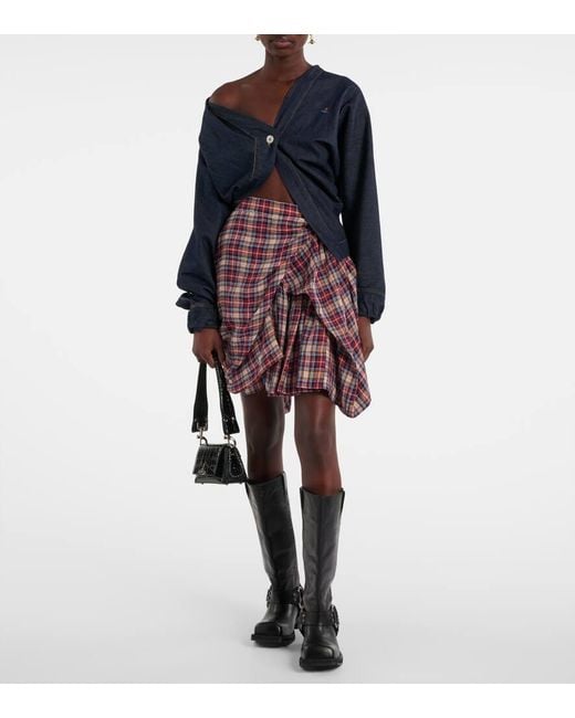 Vivienne Westwood Blue Natalia Cropped Cotton Chambray Shirt