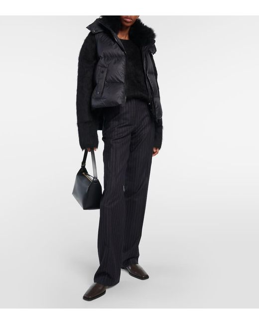 Yves Salomon Black Daunenweste Mit Shearling