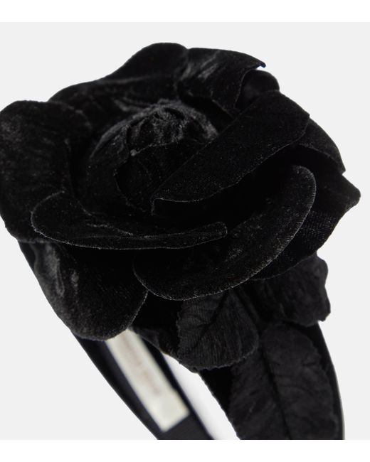 Bandeau Kindra en velours a fleurs Jennifer Behr en coloris Black