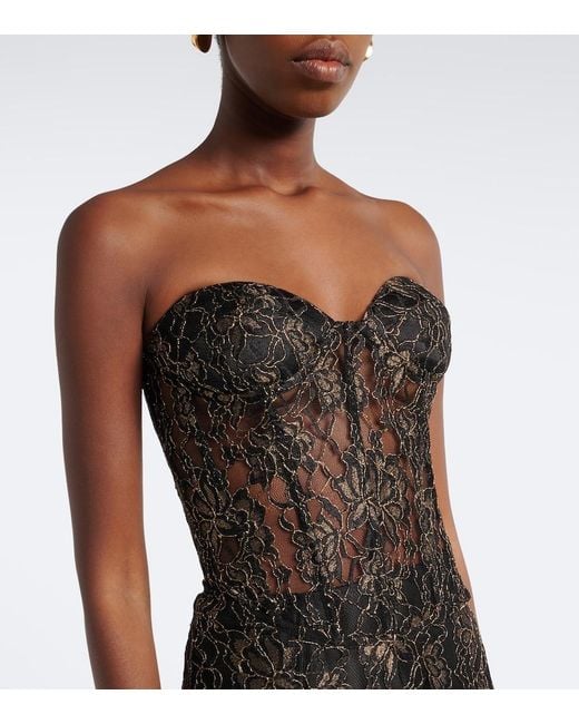 The New Arrivals Ilkyaz Ozel Black Evelyne Lace Bustier Gown