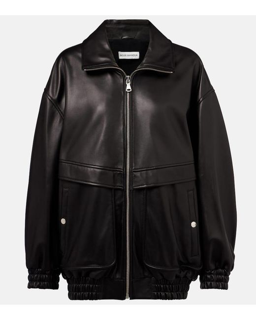 Chaqueta Bomber Beck De Piel Nour Hammour de color Black