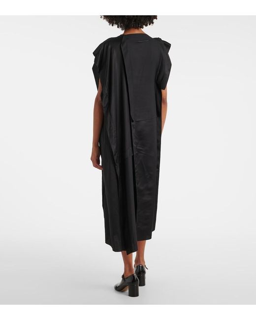 MM6 by Maison Margiela Black Gathered Midi Dress