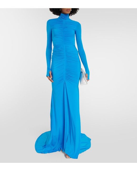 Alex Perry Blue Garner Turtleneck Gown