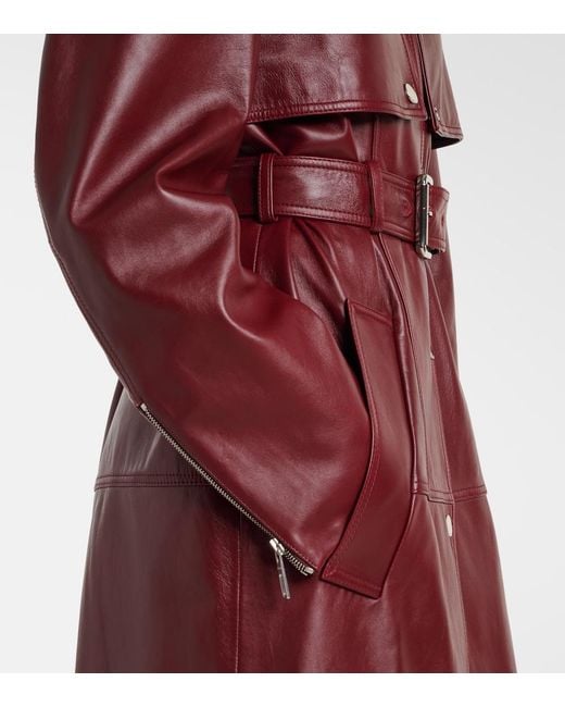 Sportmax Red Paste Leather Trench Coat