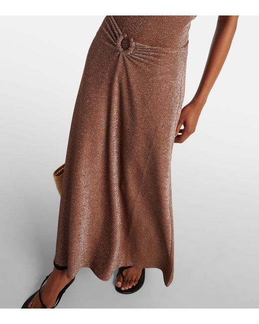 Johanna Ortiz Brown Ring-Detail Embellished Maxi Skirt