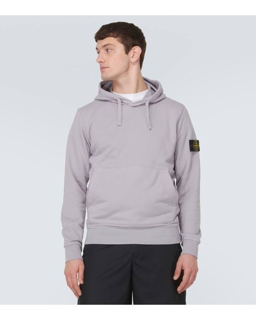 Stone Island Gray Compass Cotton Jersey Hoodie for men