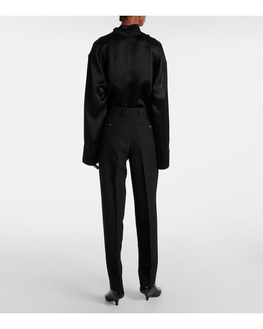 Totême Black Low-Rise Straight Pants