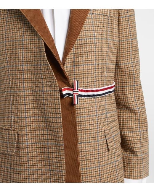 Thom Browne Brown Gunclub Houndstooth Wool Blazer