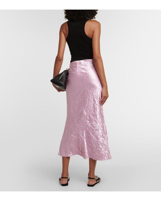 The Attico Pink Crinkled Satin Slip Skirt