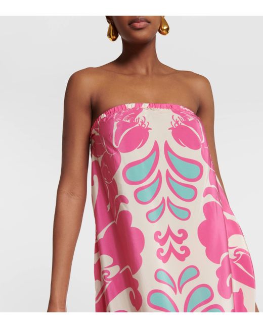 Adriana Degreas Pink Strapless Silk Maxi Dress