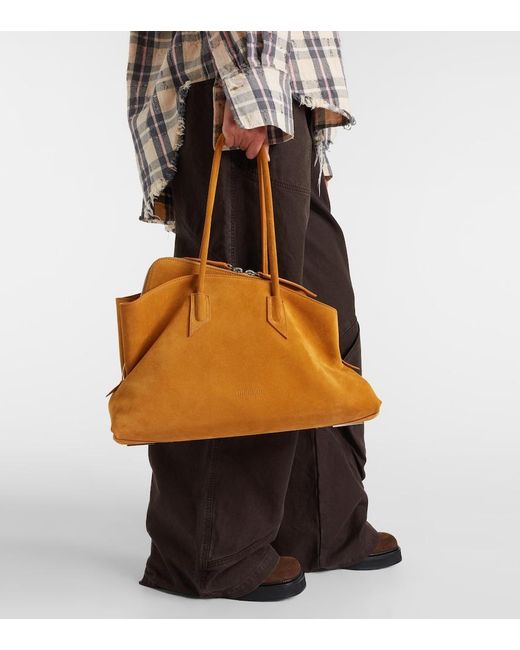 The Attico Brown La Passeggiata Medium Suede Tote Bag