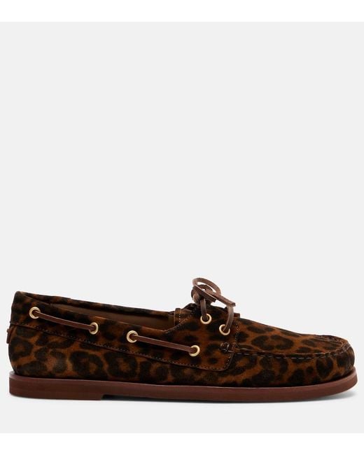 Gianvito Rossi Brown Vandee Leopard-Print Suede Boat Shoes