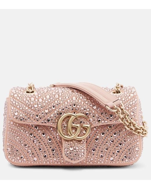 Gucci Pink Gg Marmont Small Leather Shoulder Bag